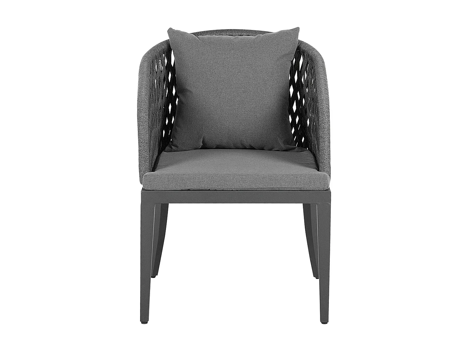 Aluminium Gartenmöbel Set für 4 Personen in Grau mit Flechtseil-Velessaliving