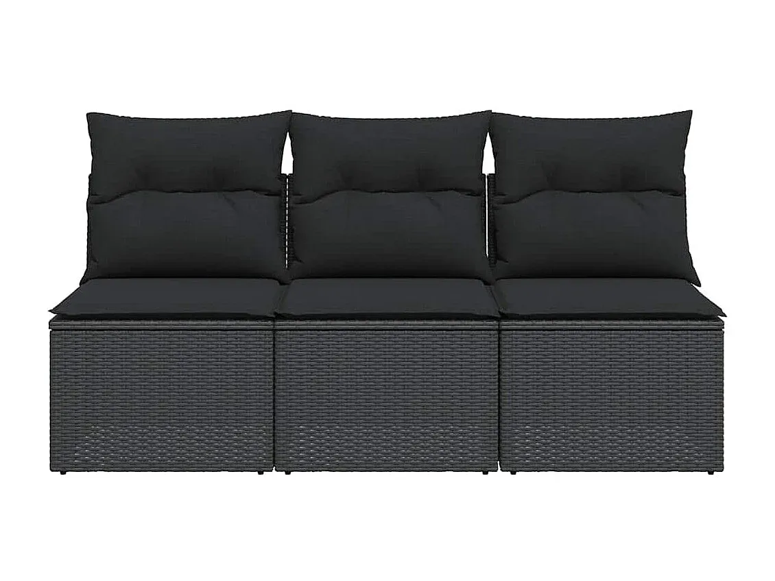 Modulares Gartensofa mit Kissen für 3 Personen in Schwarz-Velessaliving