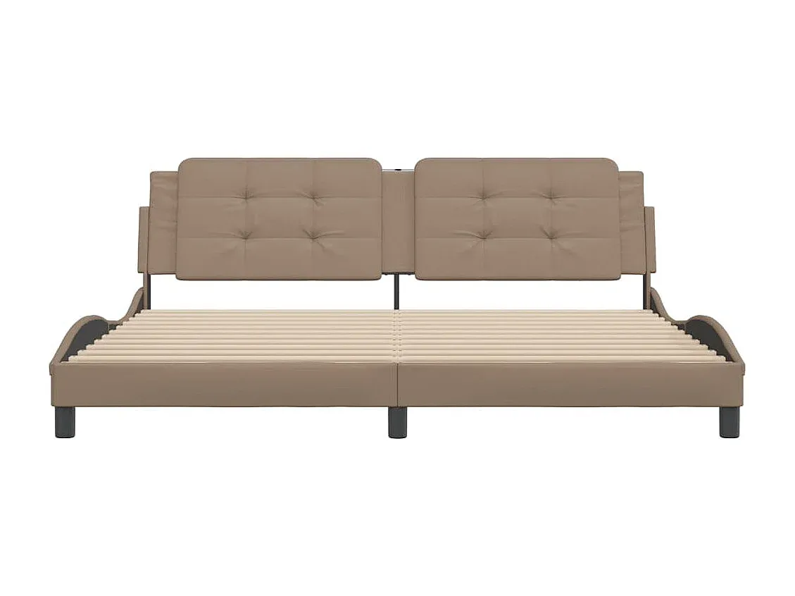 Elegantes Kunstleder-Bettgestell, Cappuccino-Braun, 200x200 cm-Velessaliving