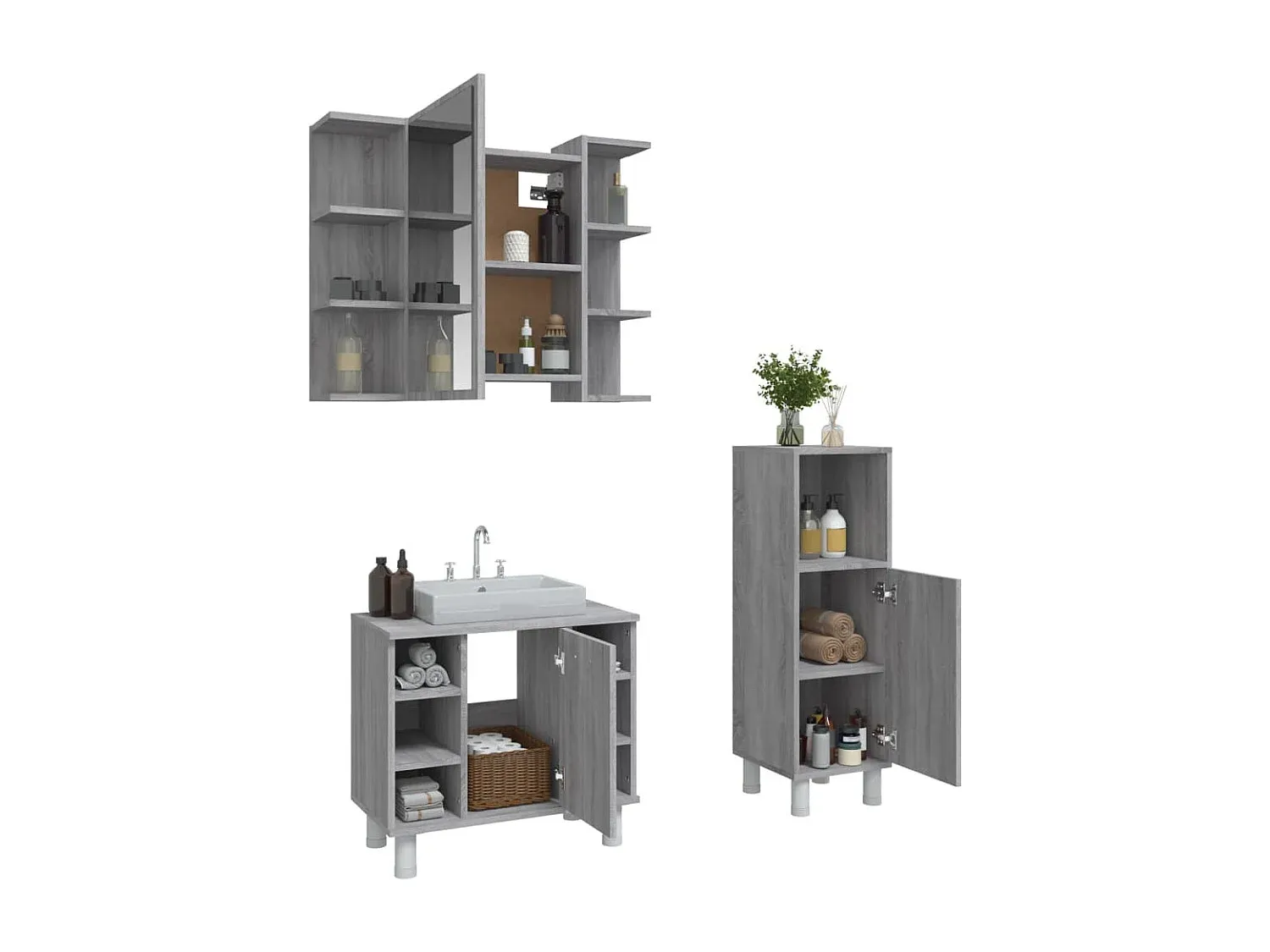 Modernes Badezimmerset mit Holzoptik-Velessaliving