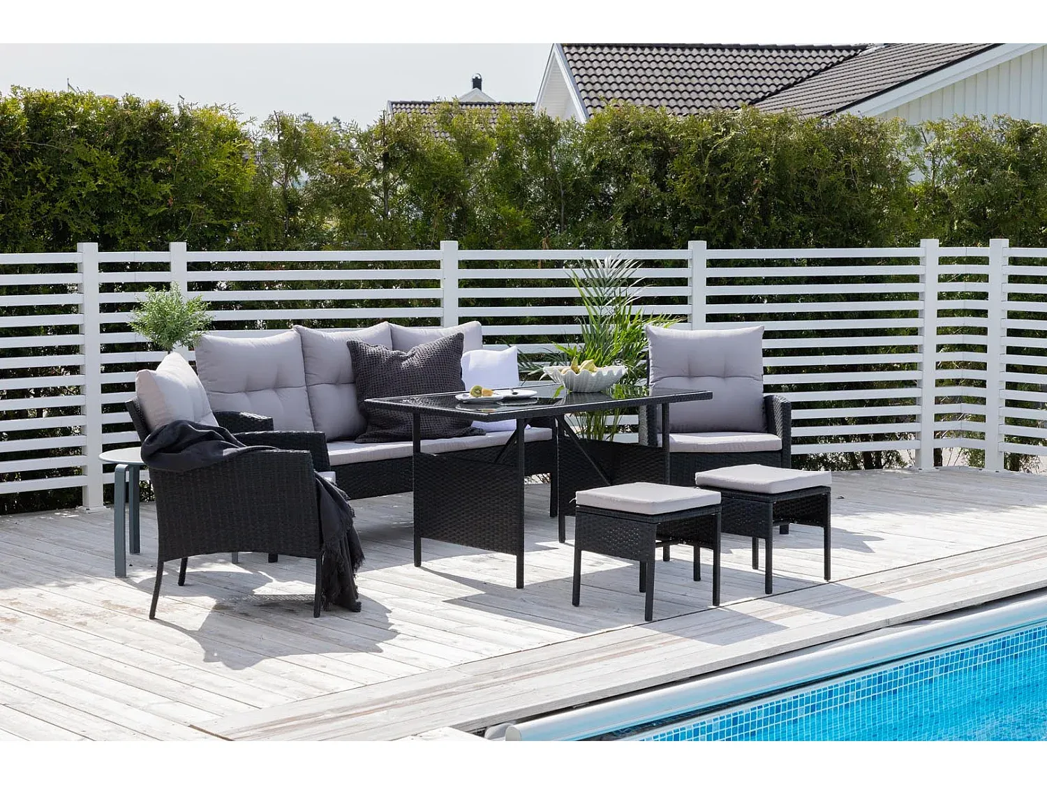 Gartenset 6-teilig in Schwarz und Grau-Velessaliving