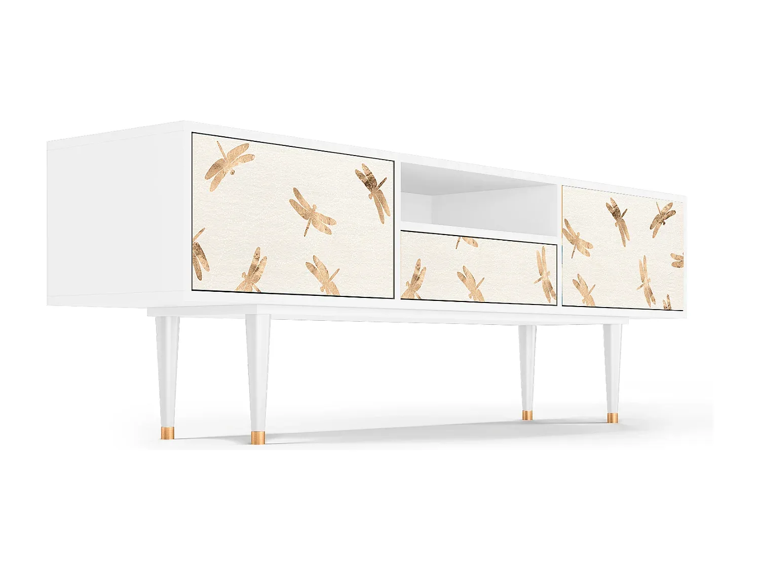 Moderner TV-Schrank mit Dragonfly-Design, Weiß-Velessaliving