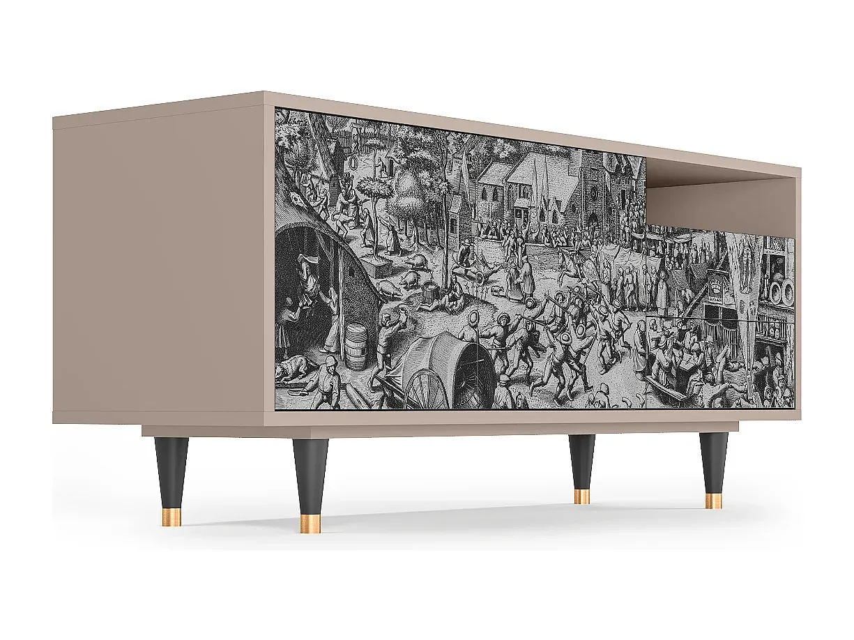 Moderner Fernsehtisch mit Stauraum, Holzdesign, 125x56x41 cm-Velessaliving