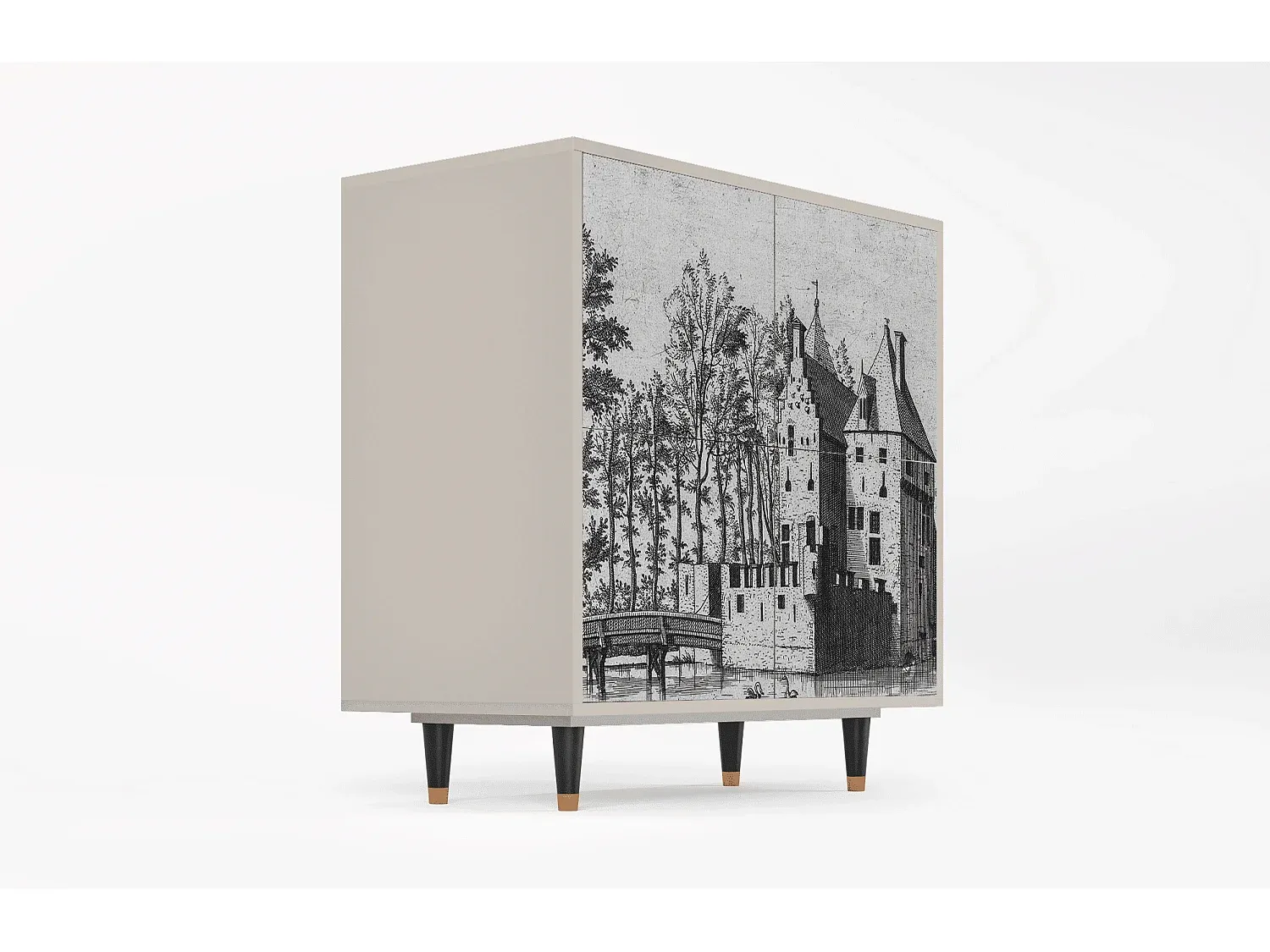 Elegantes Sideboard aus Holz mit Sandfarbenem Design-Velessaliving