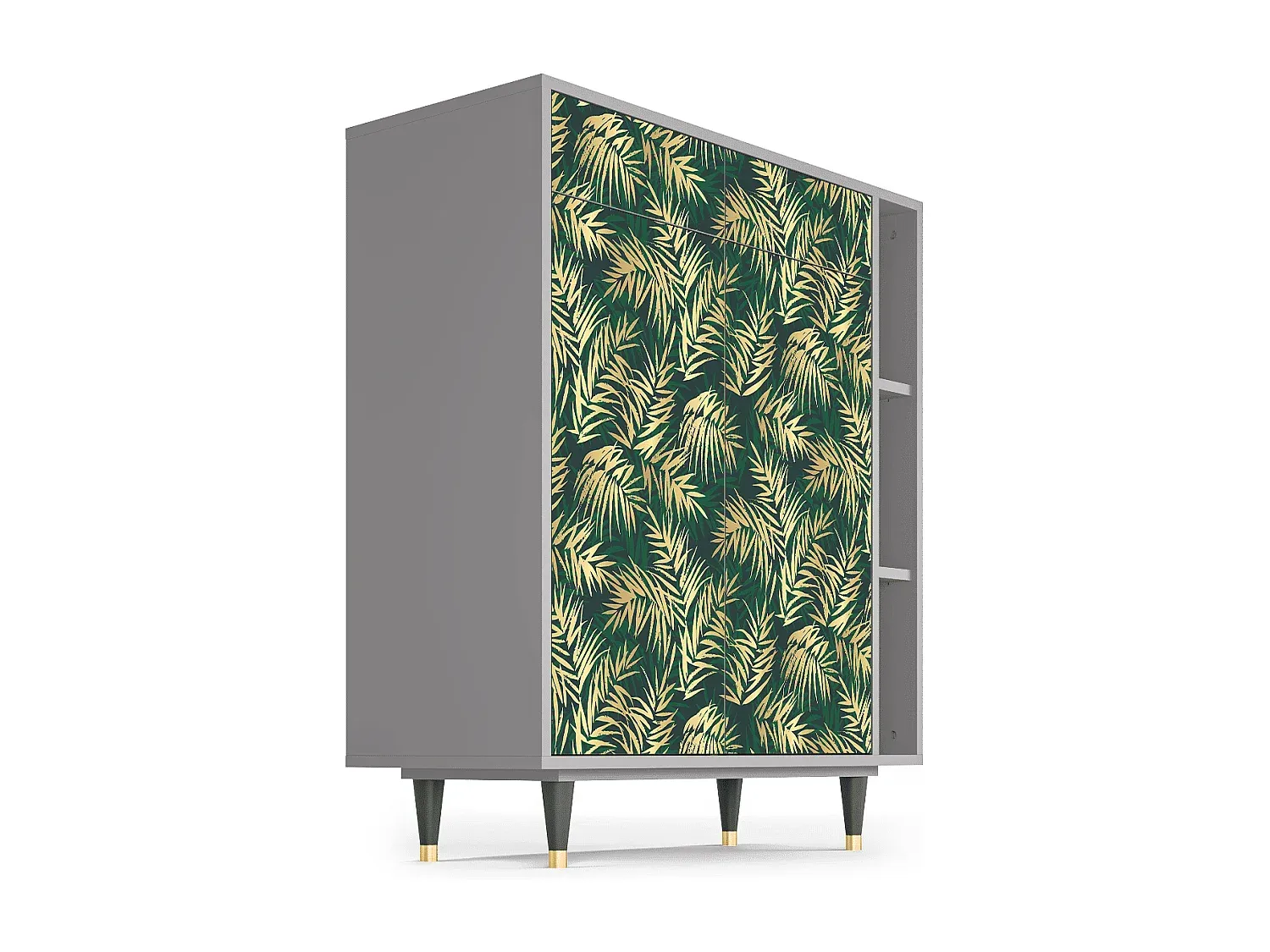 Moderner Sideboard in Grautönen mit Palmenmotiv-Velessaliving