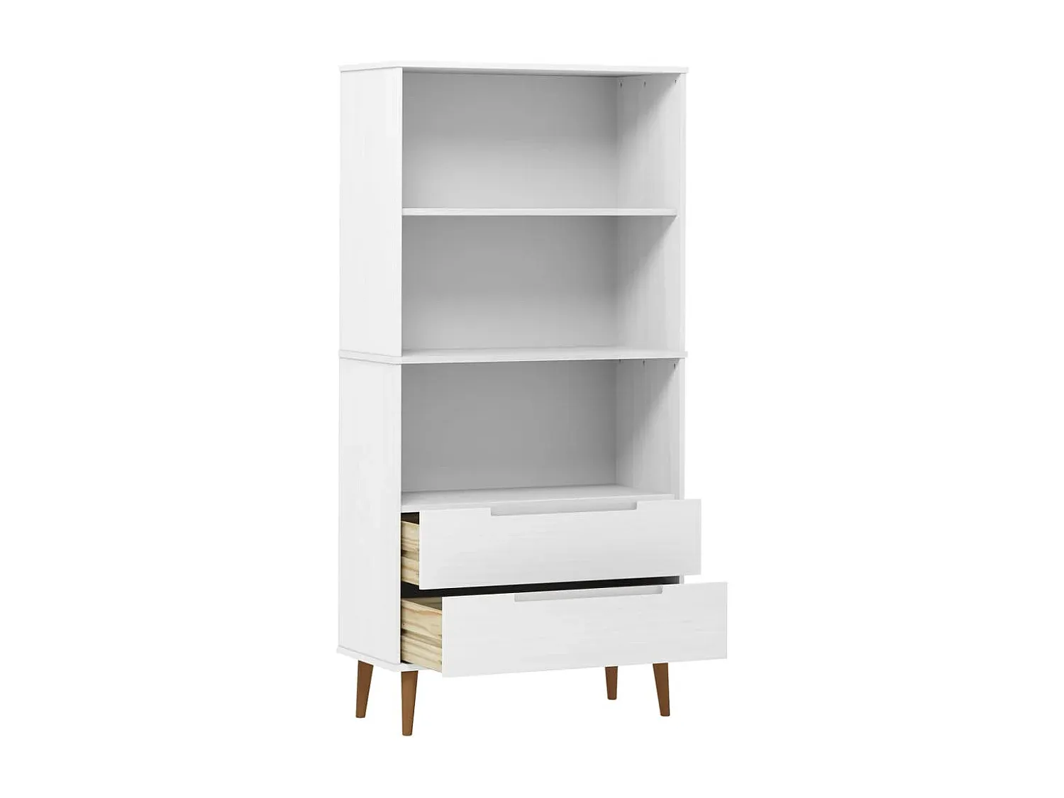 Weißes Massivholz Bücherregal 85x35x170,5 cm-Velessaliving