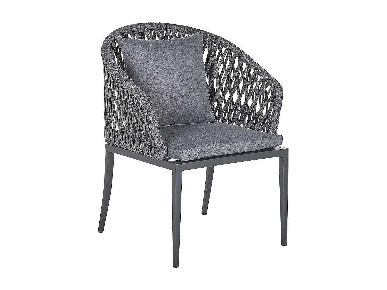 Aluminium Gartenmöbel Set für 4 Personen in Grau mit Flechtseil-Velessaliving