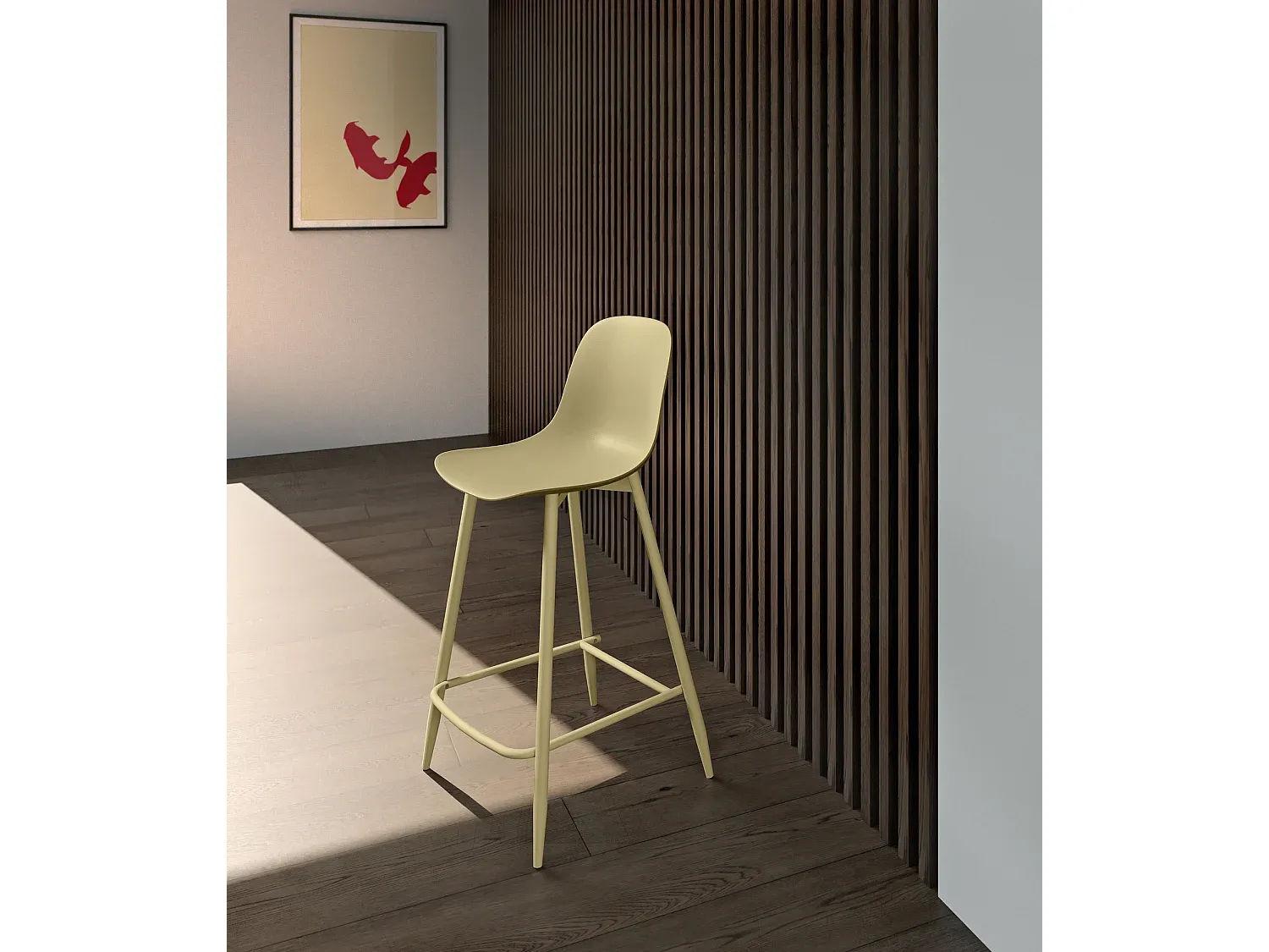 Moderner gelber Polypropylen-Hocker im 2er-Set-Velessaliving