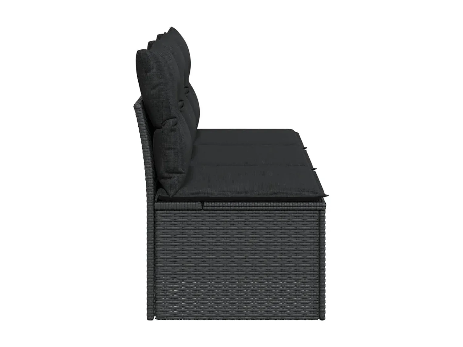Modulares Gartensofa mit Kissen für 3 Personen in Schwarz-Velessaliving