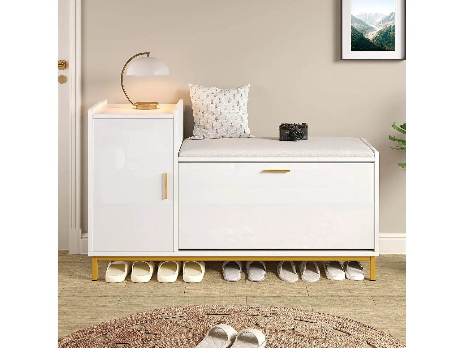 Moderner Schuhschrank mit Sitzbank und Stauraum-Velessaliving