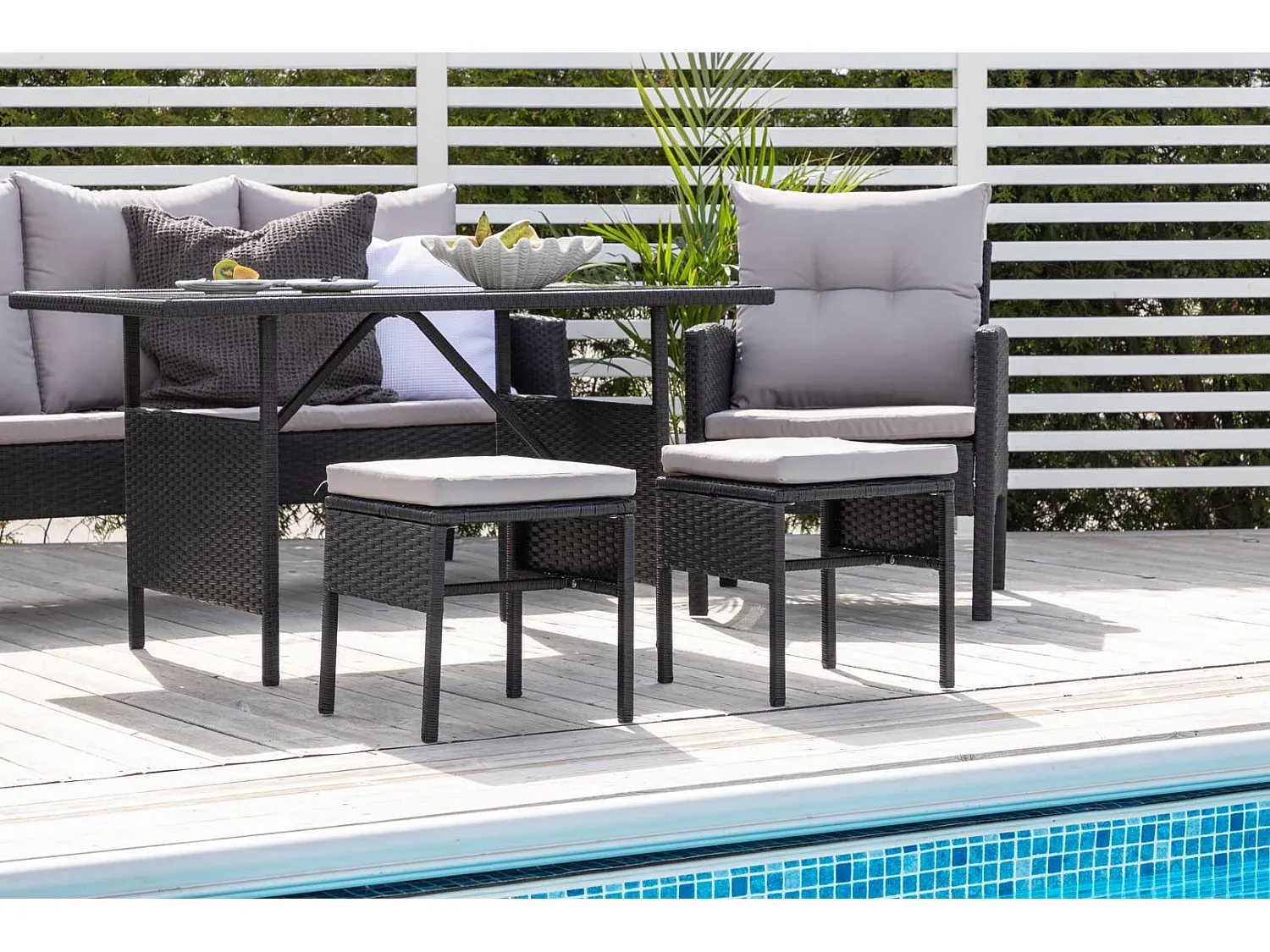 Gartenset 6-teilig in Schwarz und Grau-Velessaliving