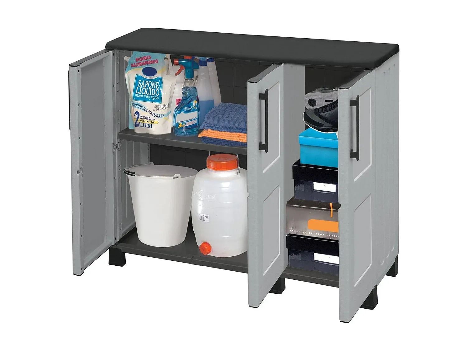 Vielseitiger Outdoor-Kleiderschrank mit Felloptik und kariertem Muster-Velessaliving