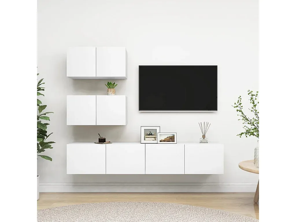 Moderner 4-teiliger TV-Schrank-Set in Weiß-Velessaliving