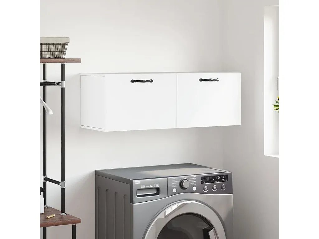 Weißer Wandhängeschrank aus Holzwerkstoff 100x36,5x35 cm-Velessaliving