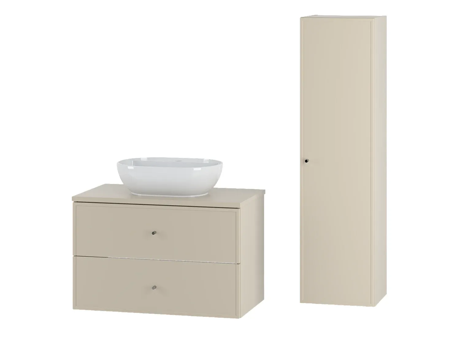 Elegantes Badezimmer-Set mit Waschtisch und Hochschrank 80 cm-Velessaliving