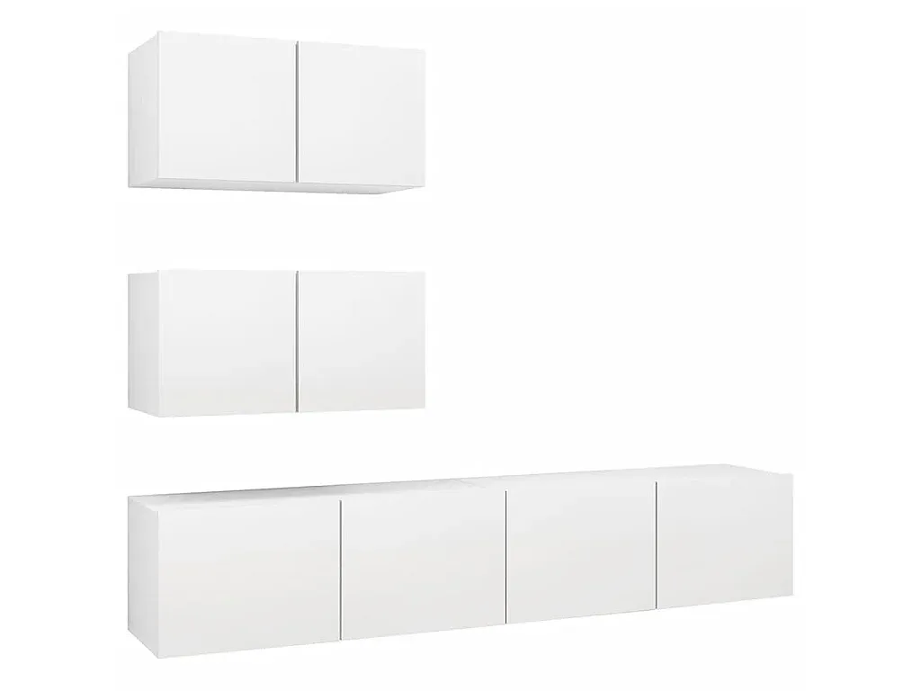 Moderner 4-teiliger TV-Schrank-Set in Weiß-Velessaliving