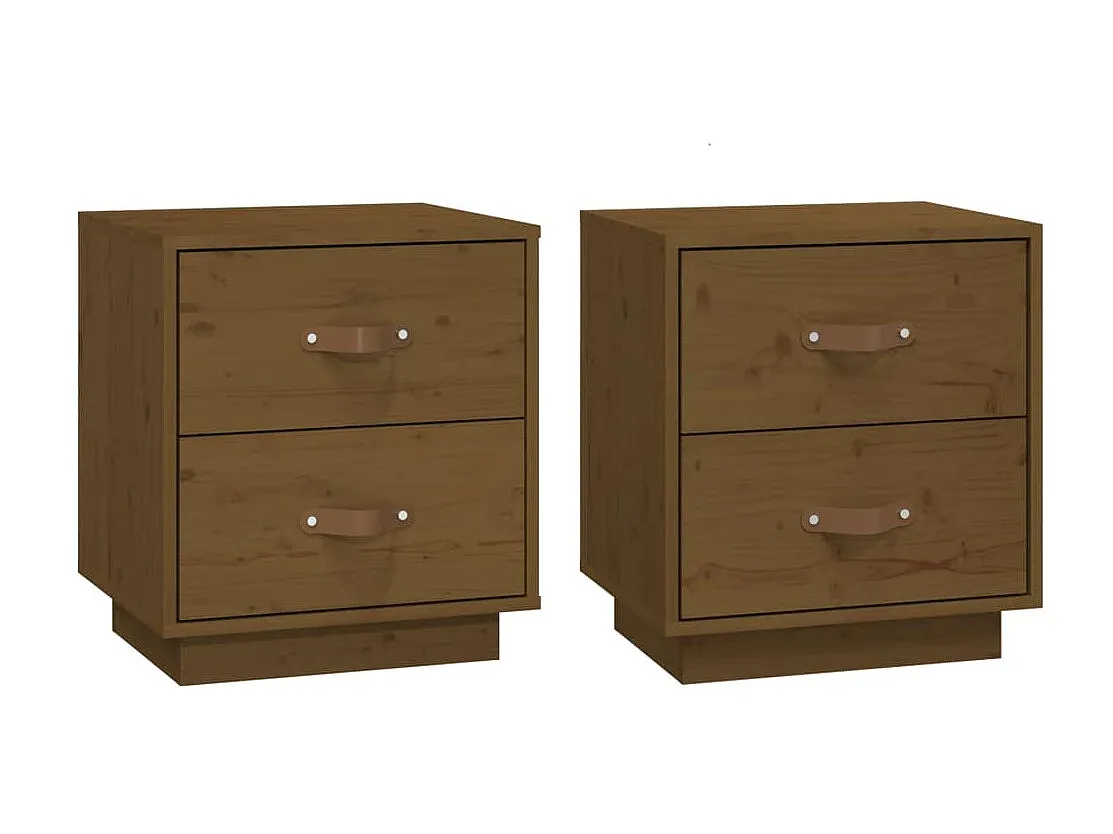 Set aus 2 Nachttischen aus Kiefernholz in Honigbraun-Velessaliving