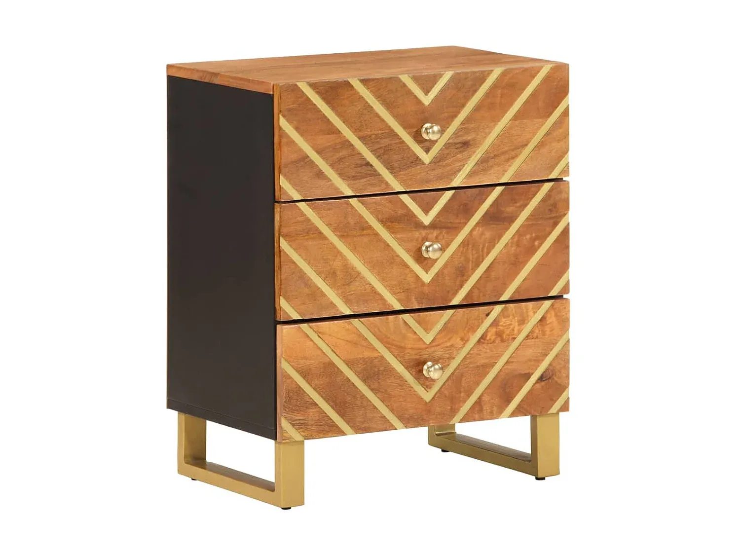 Moderner Nachttisch Holzdesign mit Metallakzenten-Velessaliving