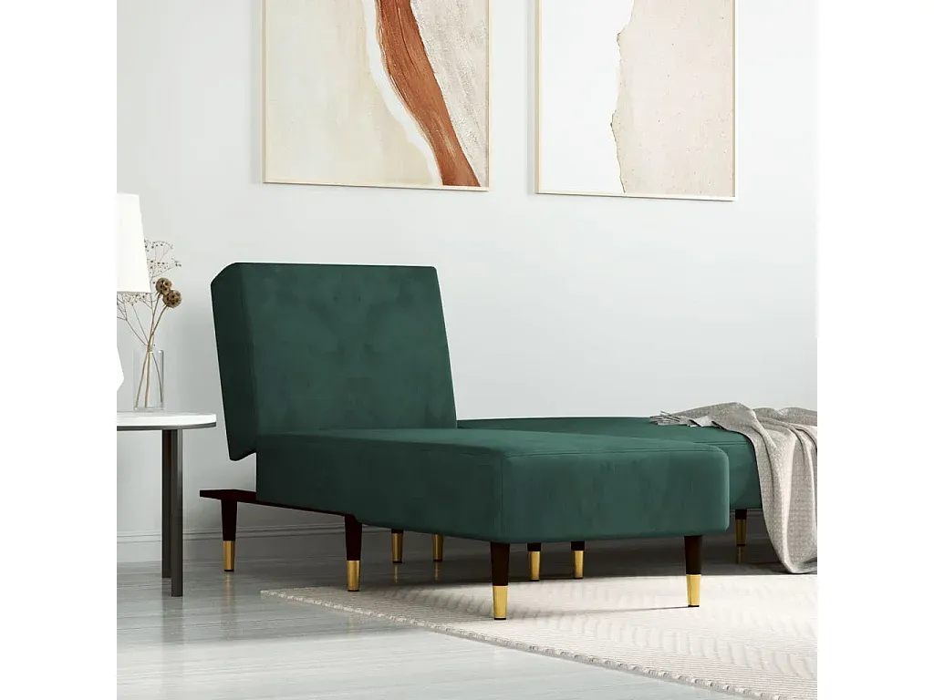 Elegante Chaiselongue in Dunkelgrünem Samt-Velessaliving