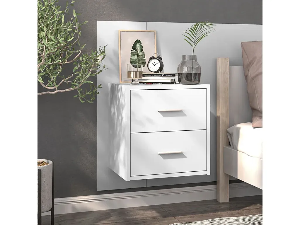 Moderner Wand-Nachttisch in Weiß-Velessaliving