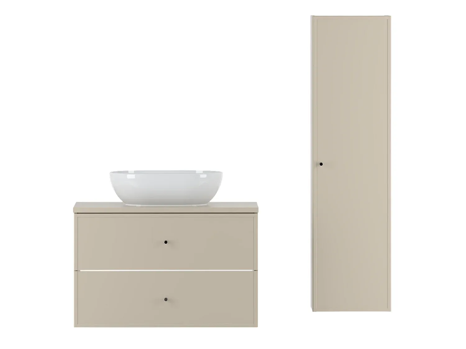 Elegantes Badezimmer-Set mit Waschtisch und Hochschrank 80 cm-Velessaliving
