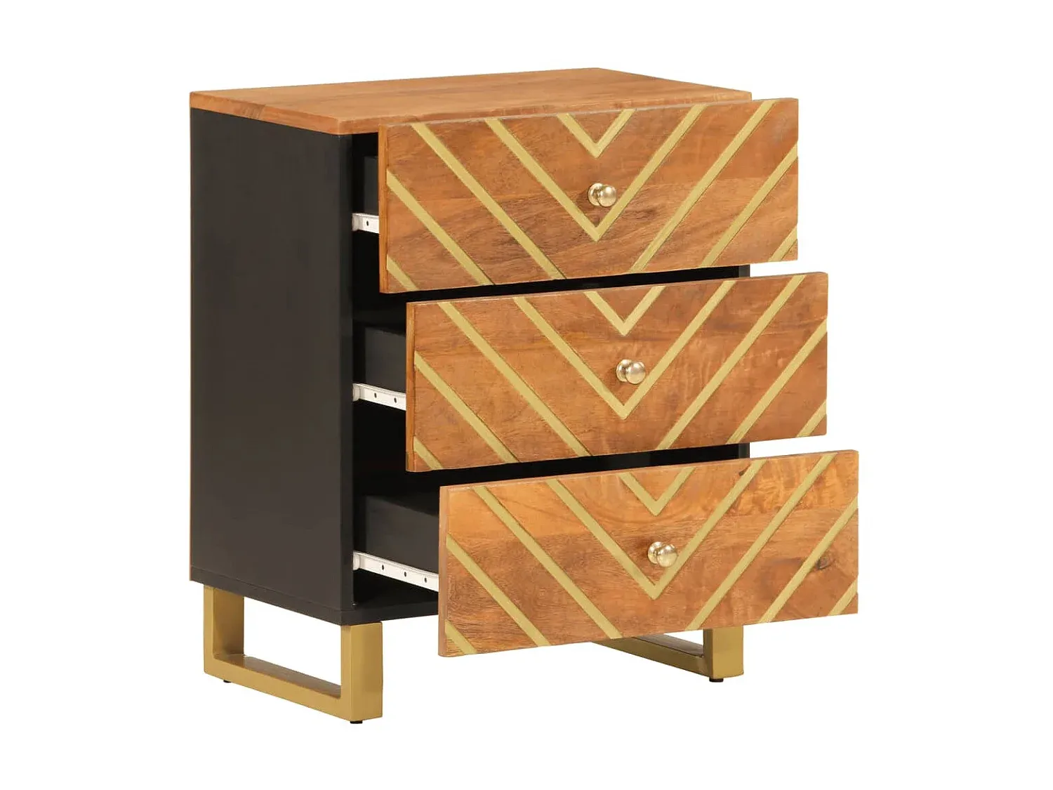 Moderner Nachttisch Holzdesign mit Metallakzenten-Velessaliving