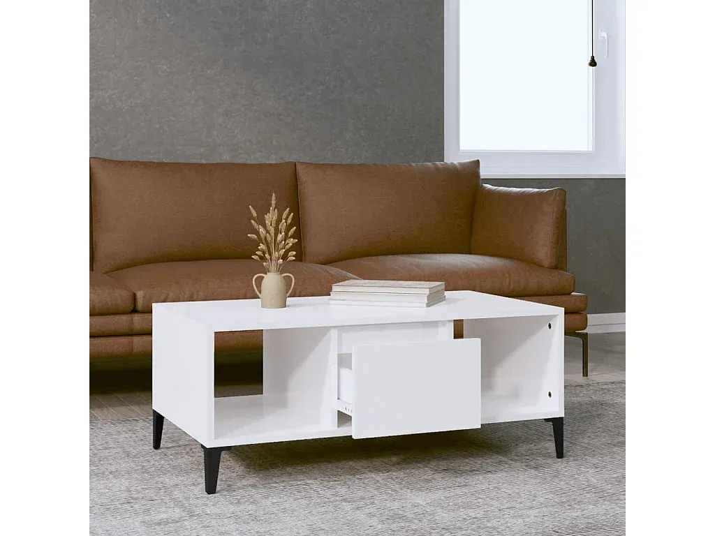 Moderner Beistelltisch Hochglanz Weiß Holzwerkstoff-Velessaliving