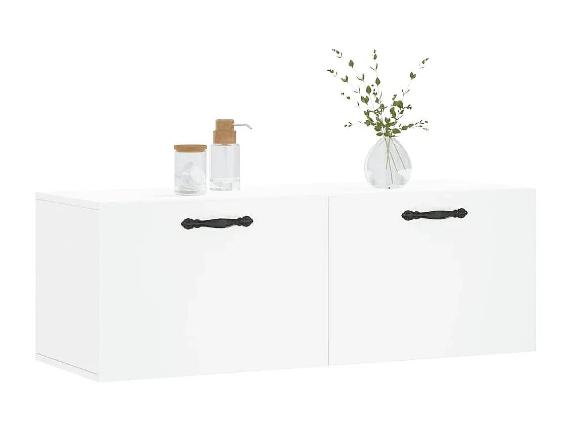 Weißer Wandhängeschrank aus Holzwerkstoff 100x36,5x35 cm-Velessaliving