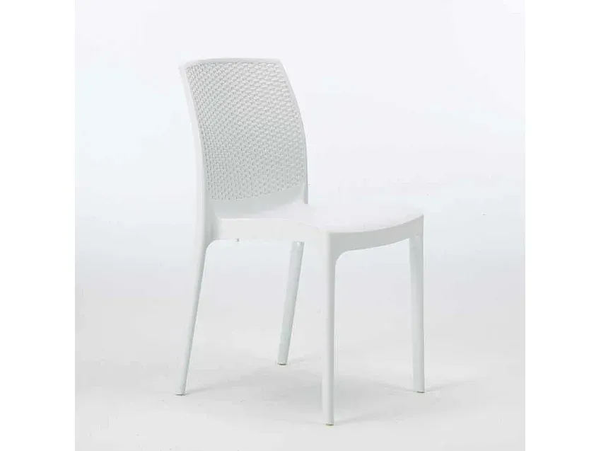 Quadratischer Tisch mit 4 farbigen Stühlen, wetterfest-Velessaliving