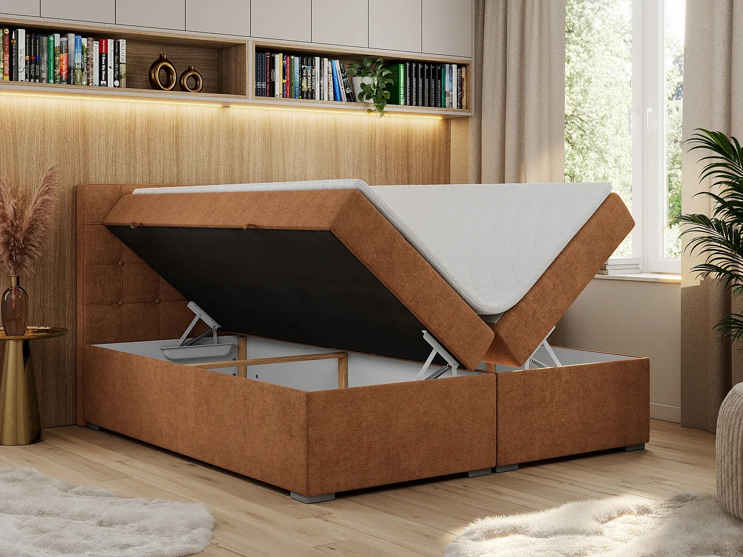 Elegantes Polsterbett mit Bettkästen und gesteppter Kopfstütze, 120x200 cm - H3-Velessaliving