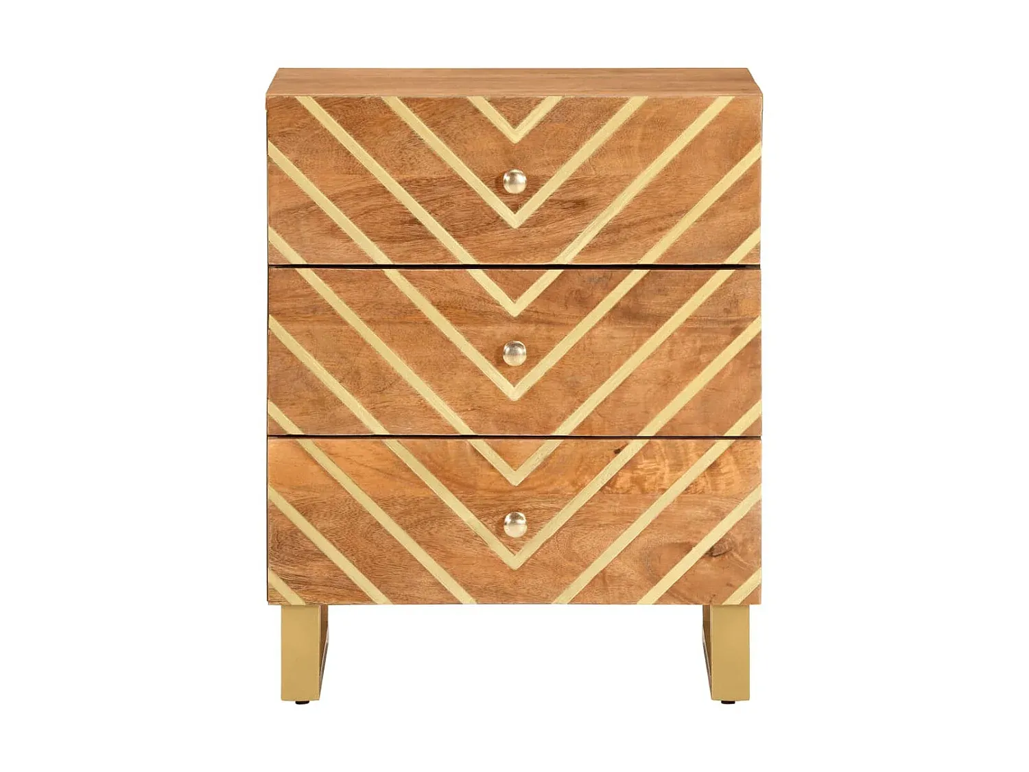 Moderner Nachttisch Holzdesign mit Metallakzenten-Velessaliving