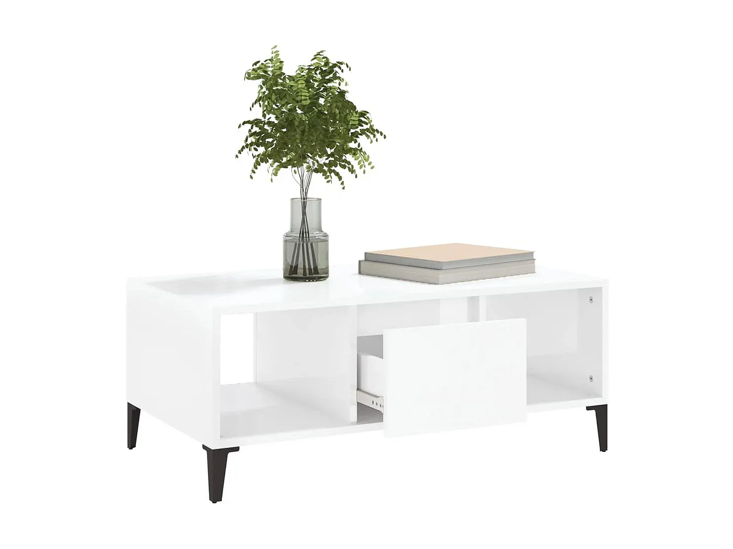 Moderner Beistelltisch Hochglanz Weiß Holzwerkstoff-Velessaliving