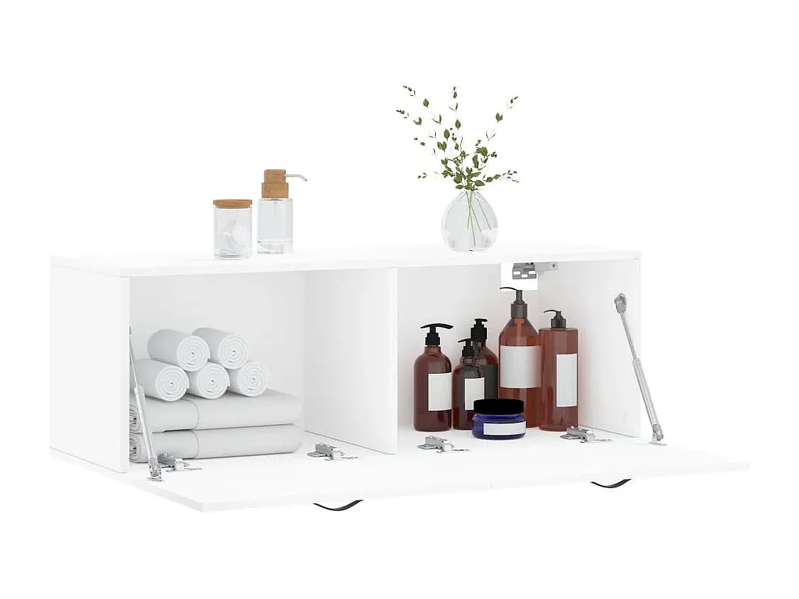 Weißer Wandhängeschrank aus Holzwerkstoff 100x36,5x35 cm-Velessaliving