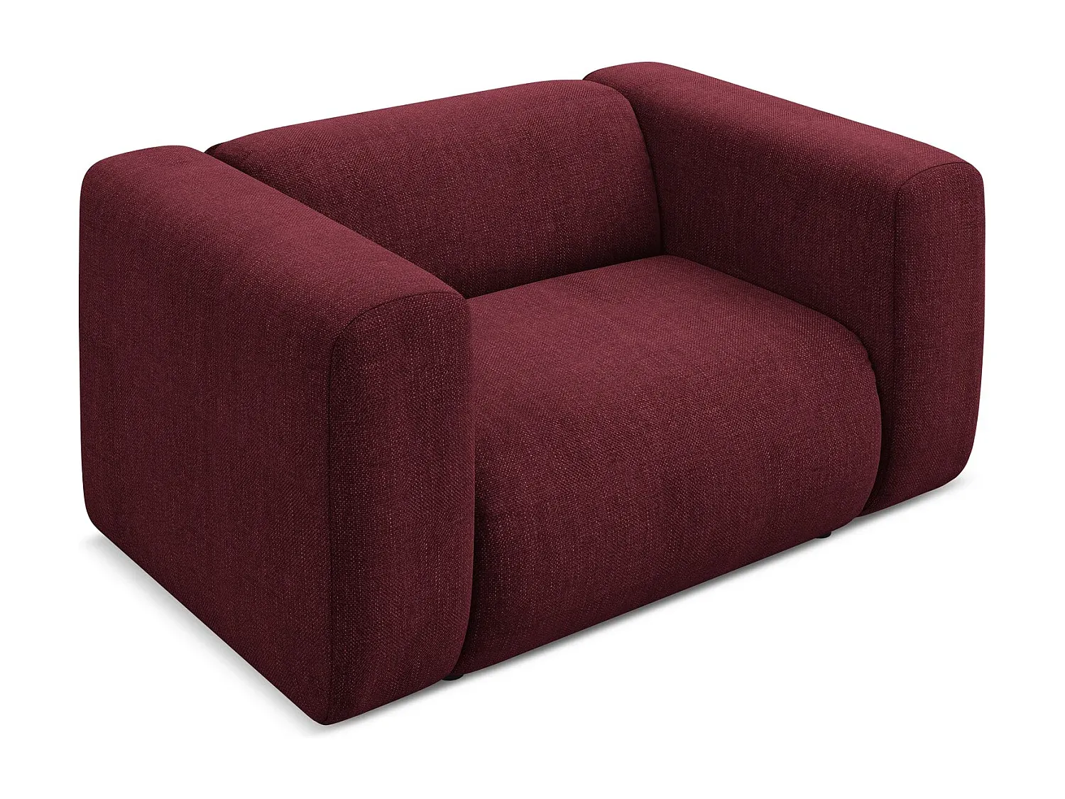 Komfortabler Sessel aus Chenille in Rotweinfarbe-Velessaliving