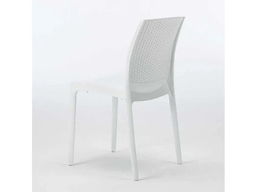 Quadratischer Tisch mit 4 farbigen Stühlen, wetterfest-Velessaliving