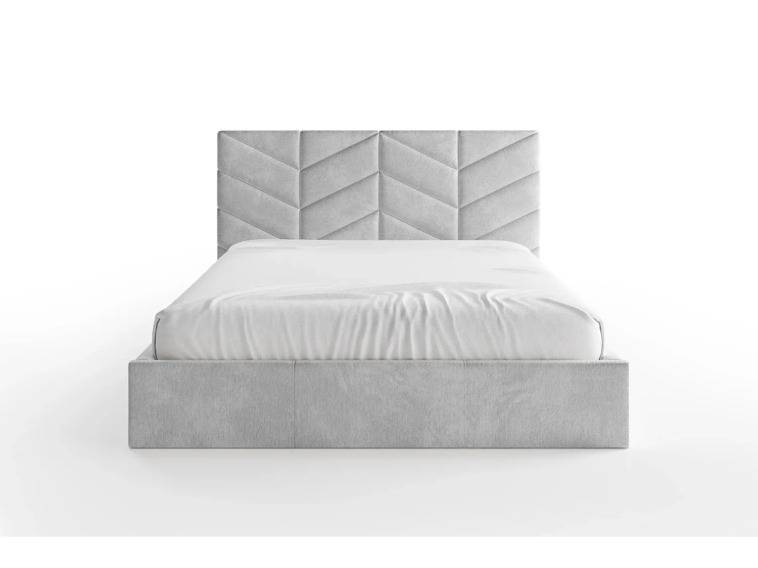 Graues Bett mit Stauraum 140x190 cm aus Strukturstoff-Velessaliving