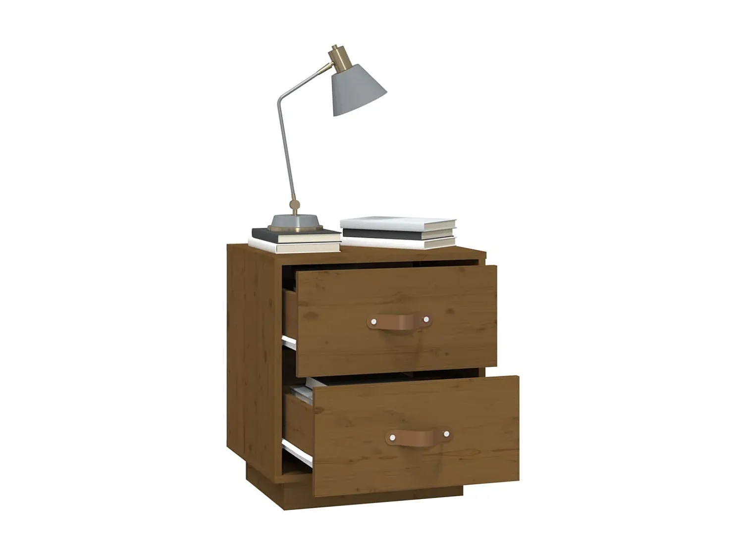 Set aus 2 Nachttischen aus Kiefernholz in Honigbraun-Velessaliving