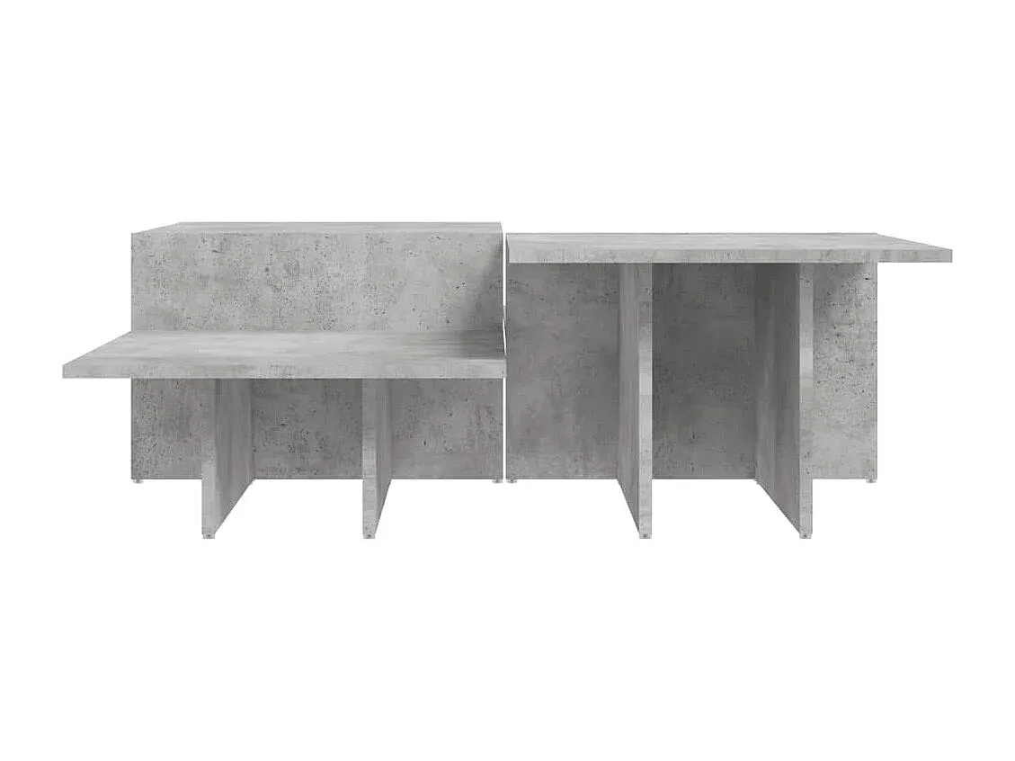 Moderner Couchtisch aus Betongrauem Holzwerkstoff, 2er-Set-Velessaliving