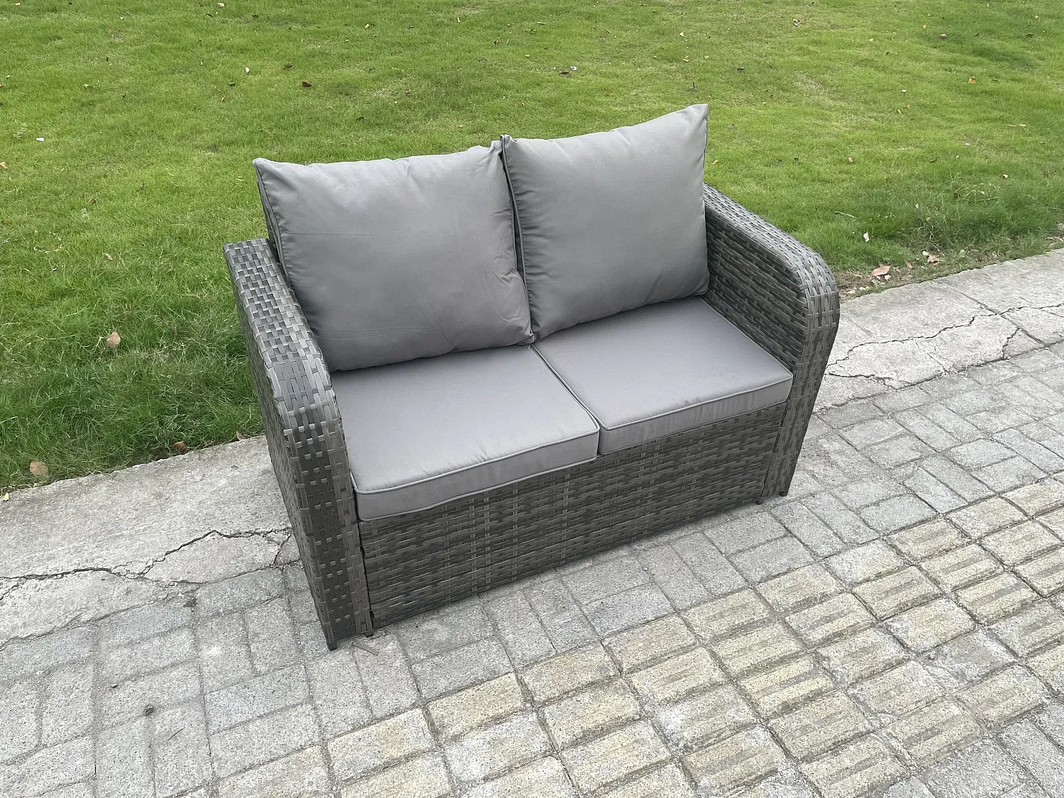 Garten Sitzgruppe Polyrattan für Terrasse, 6 Personen, Dunkelgrau-Velessaliving