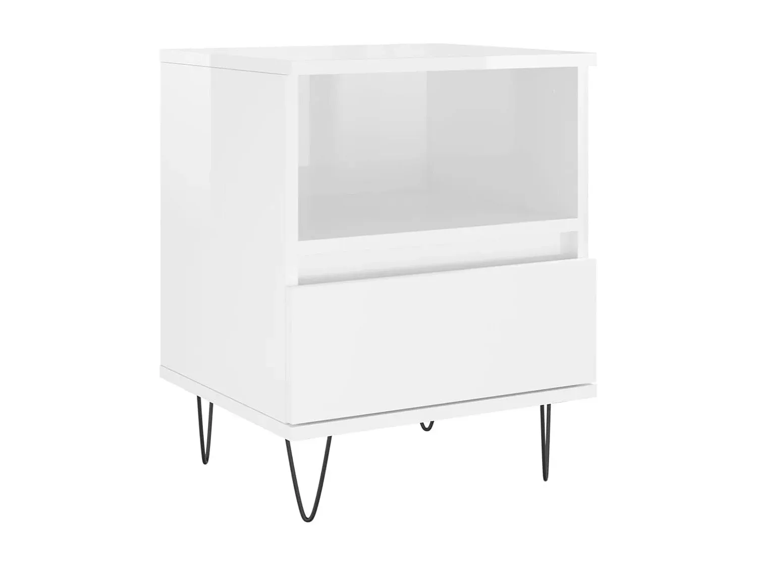 Nachttische im Hochglanz-Weiß 40x35x50 cm aus Holzwerkstoff-Velessaliving