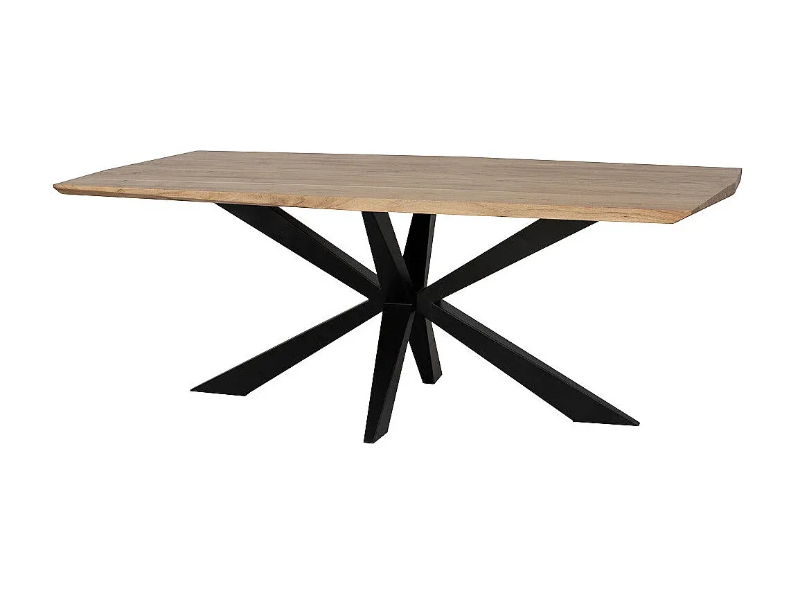 Naturfarbener Akazienholz-Esstisch mit konischer Kante 200x100 cm-Basneoion