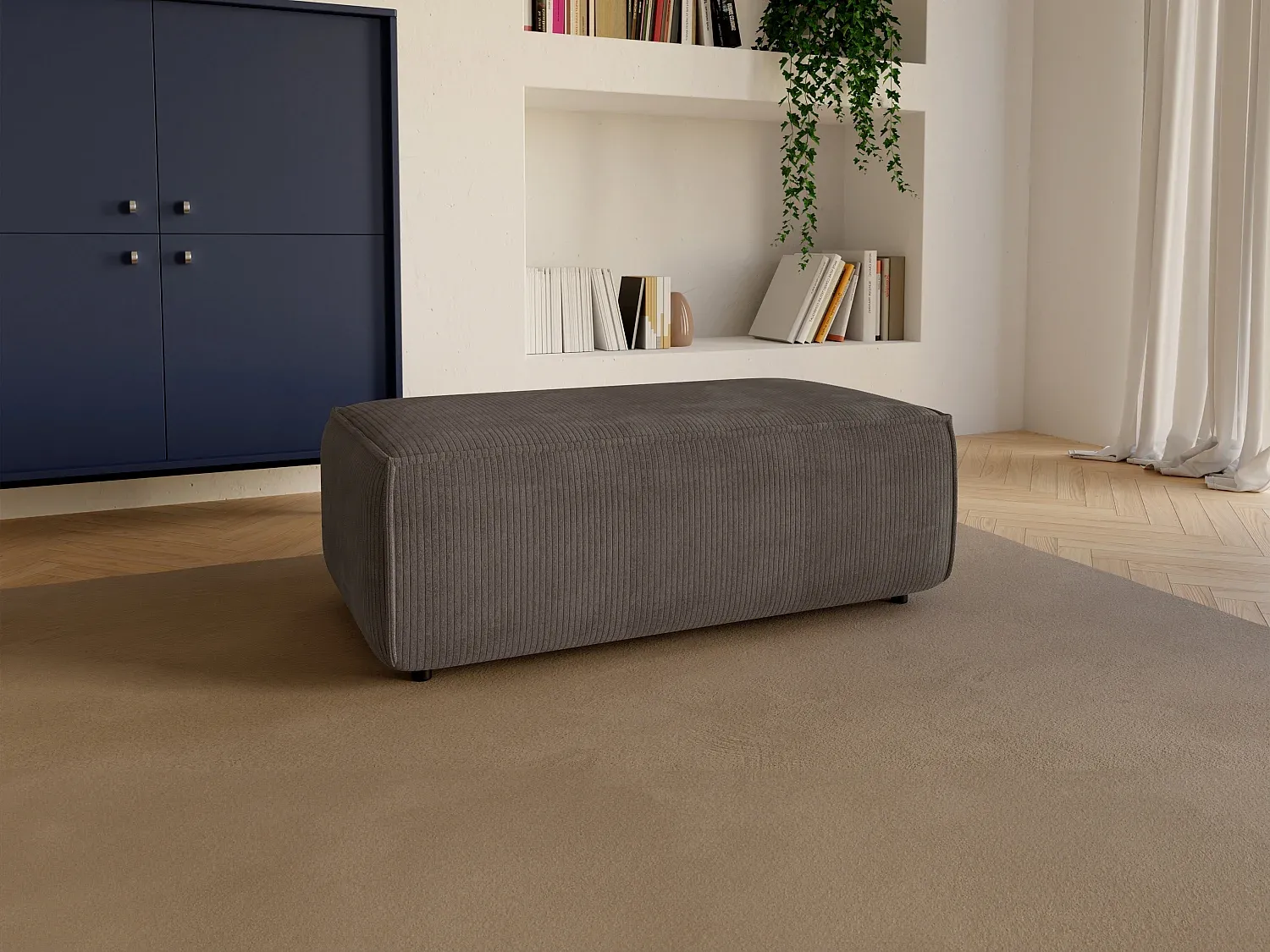 Brauner Cord-Hocker für Ihr Zuhause-Basneoion