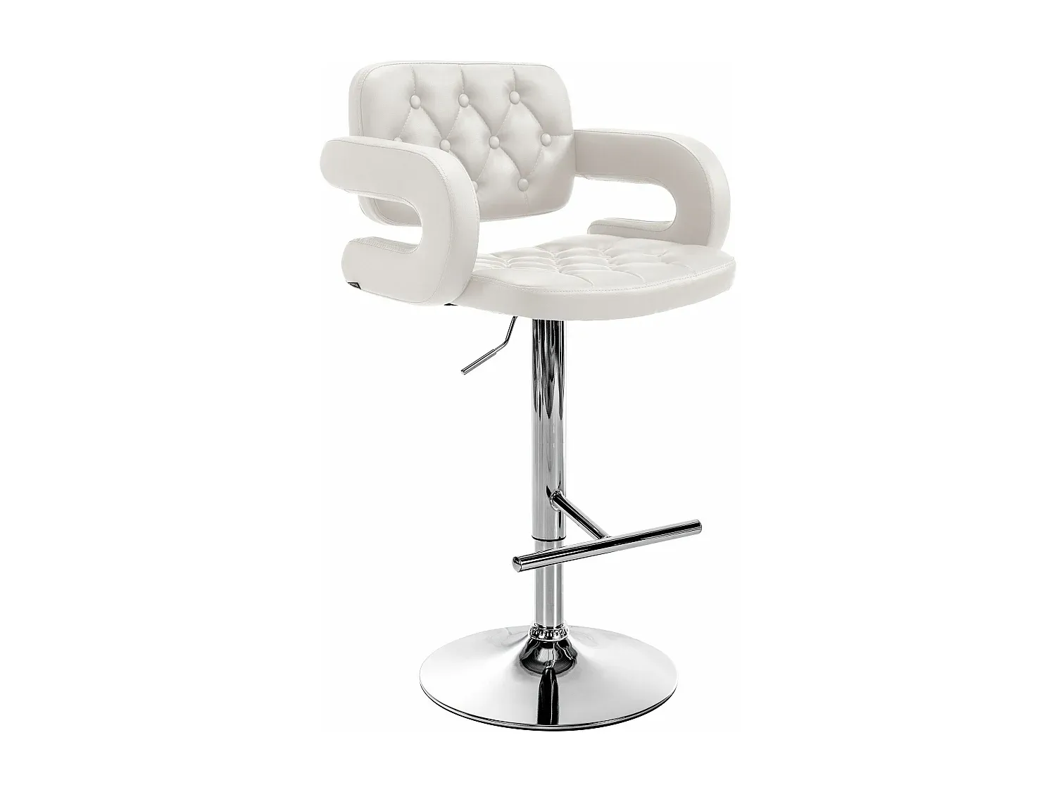 Moderner Barhocker aus Kunstleder und Metall in Weiß-Basneoion