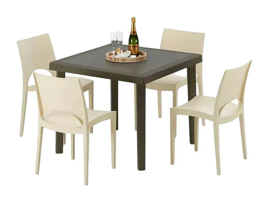 Gartenmöbel-Set aus Polyrattan mit bunten Stühlen-Basneoion