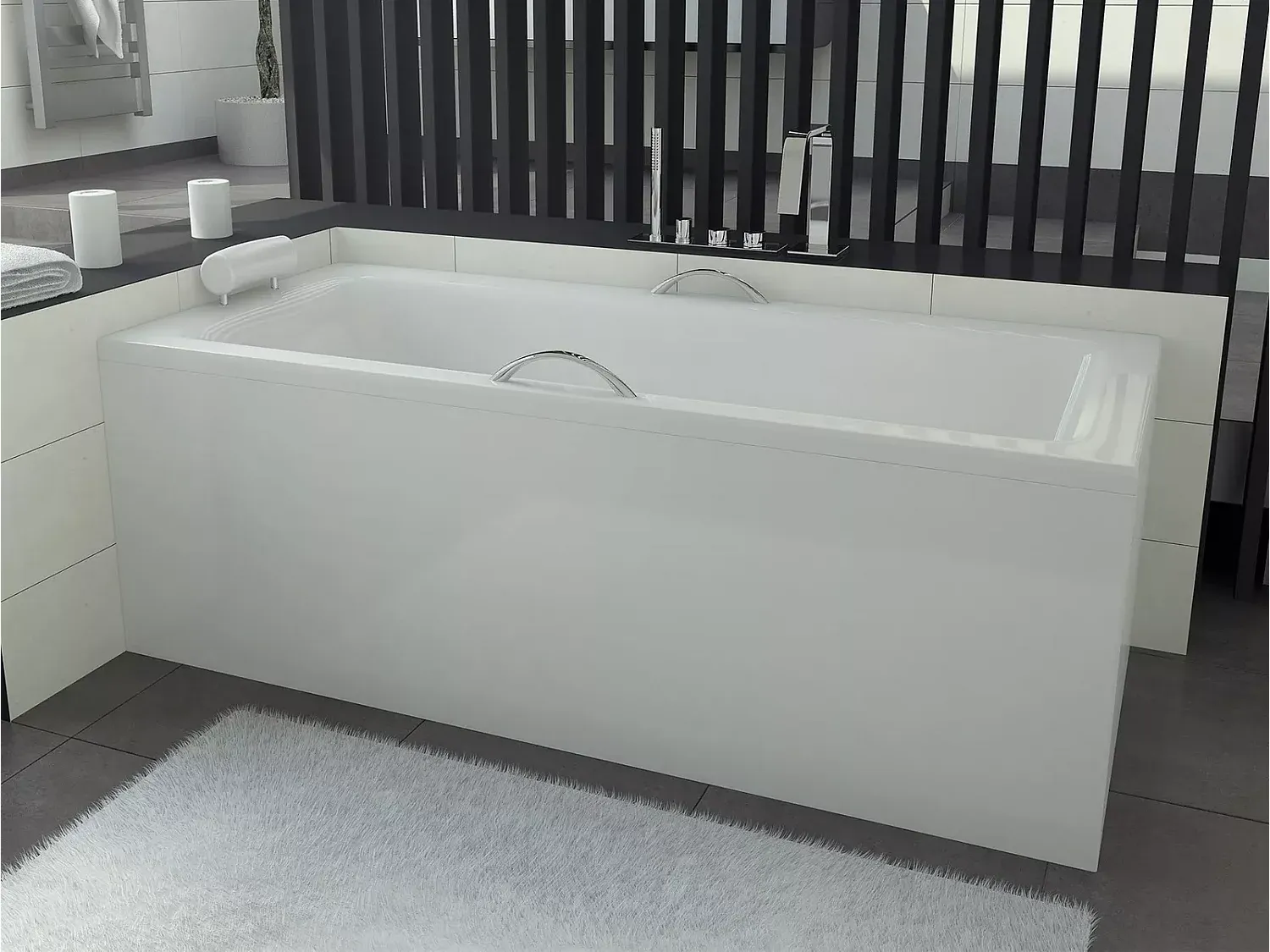 Rechteckige Badewanne 170x75 mit Zubehör-Basneoion