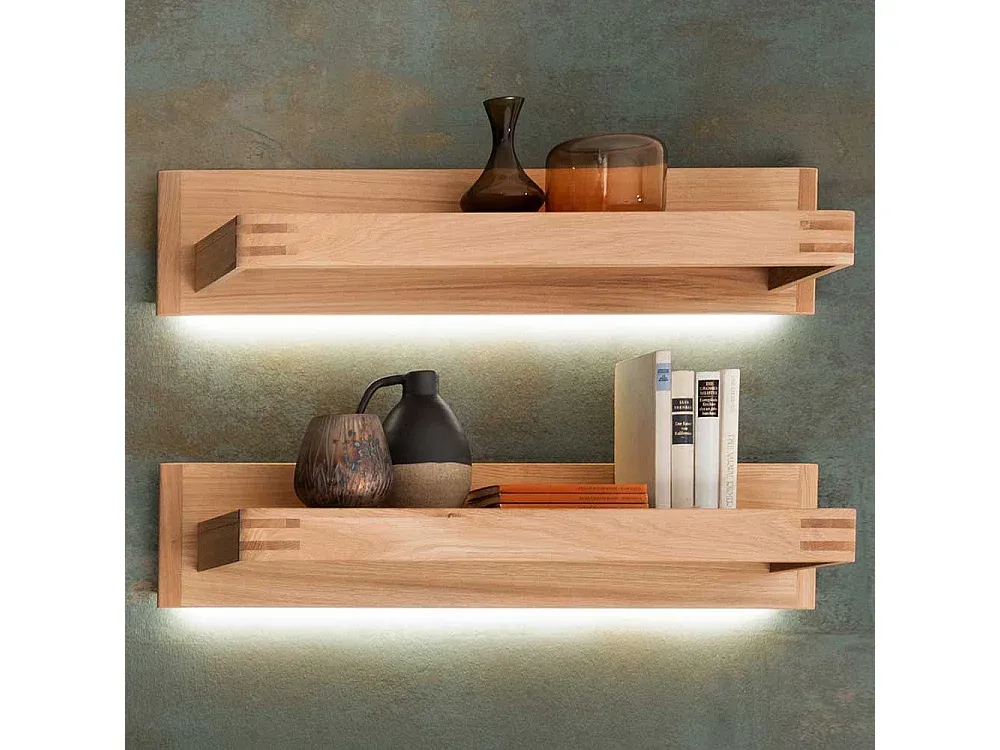 Schweberegale aus Eiche Bianco furniert 90 cm breit, 2er-Set-Basneoion