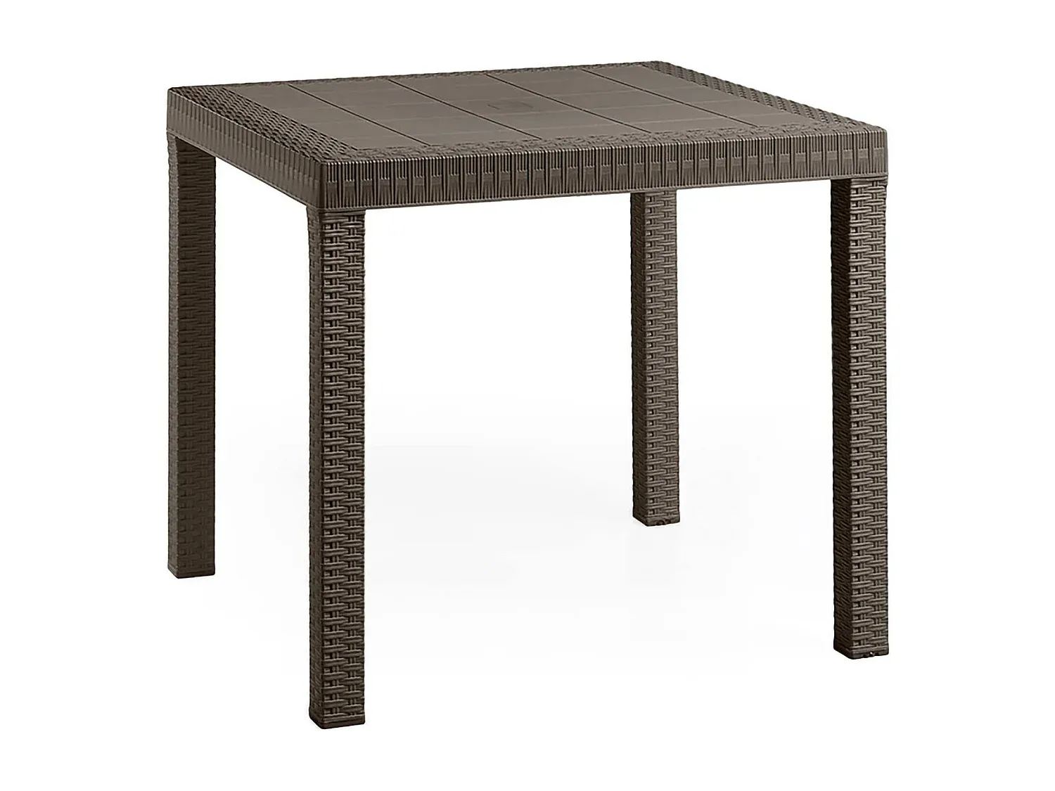 Quadratischer Gartentisch aus Rattan, wetterfest, vielseitig einsetzbar, 80x80x74 cm, Braun-Basneoion