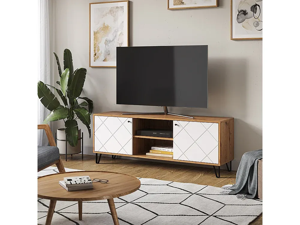 Moderner Fernsehtisch aus Eiche 150x40x55 cm-Basneoion