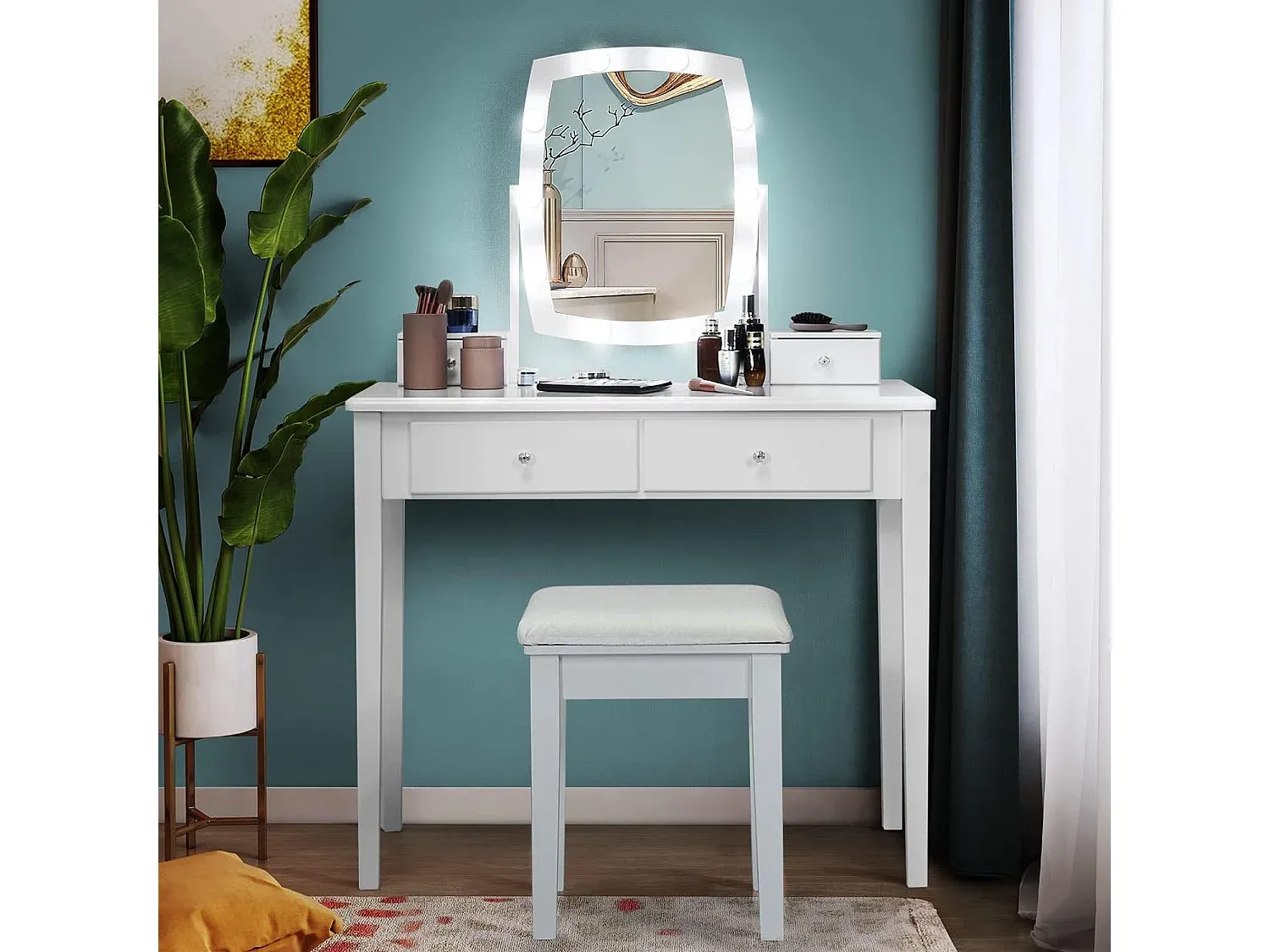 Moderner Schminktisch mit Sitzgelegenheit-Basneoion