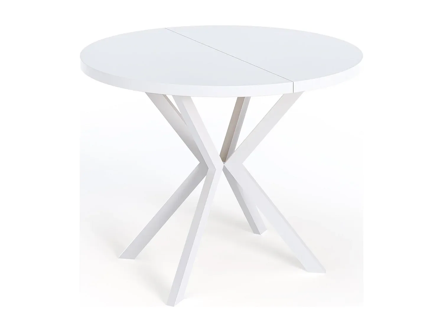 Runder Ausziehtisch für 8 Personen mit weißen Metallbeinen-Basneoion